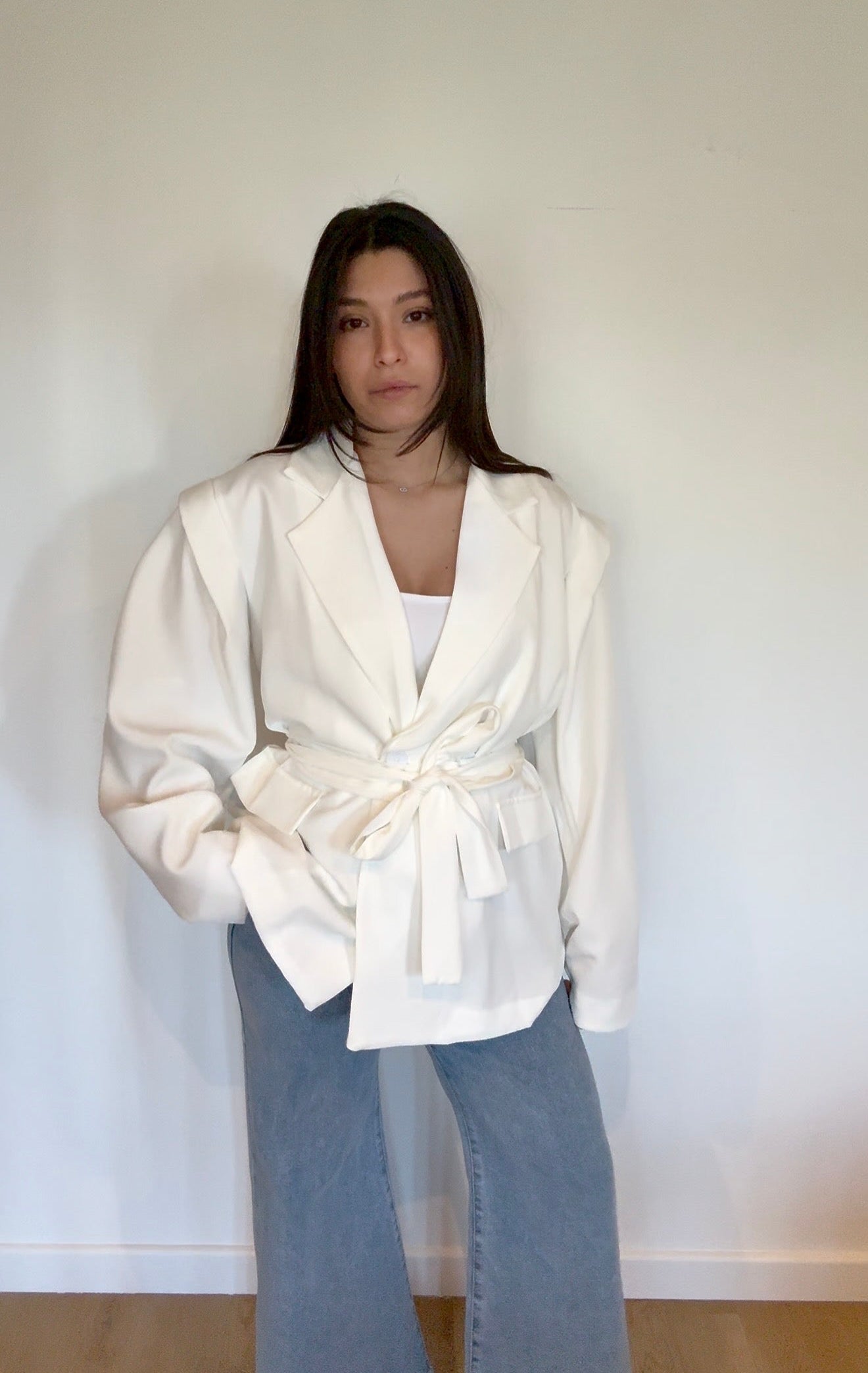 11 - BLAZER CEINTURÉ BLANC
