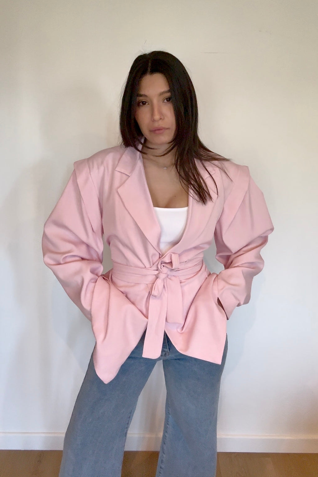 14 - BLAZER CEINTURÉ ROSE