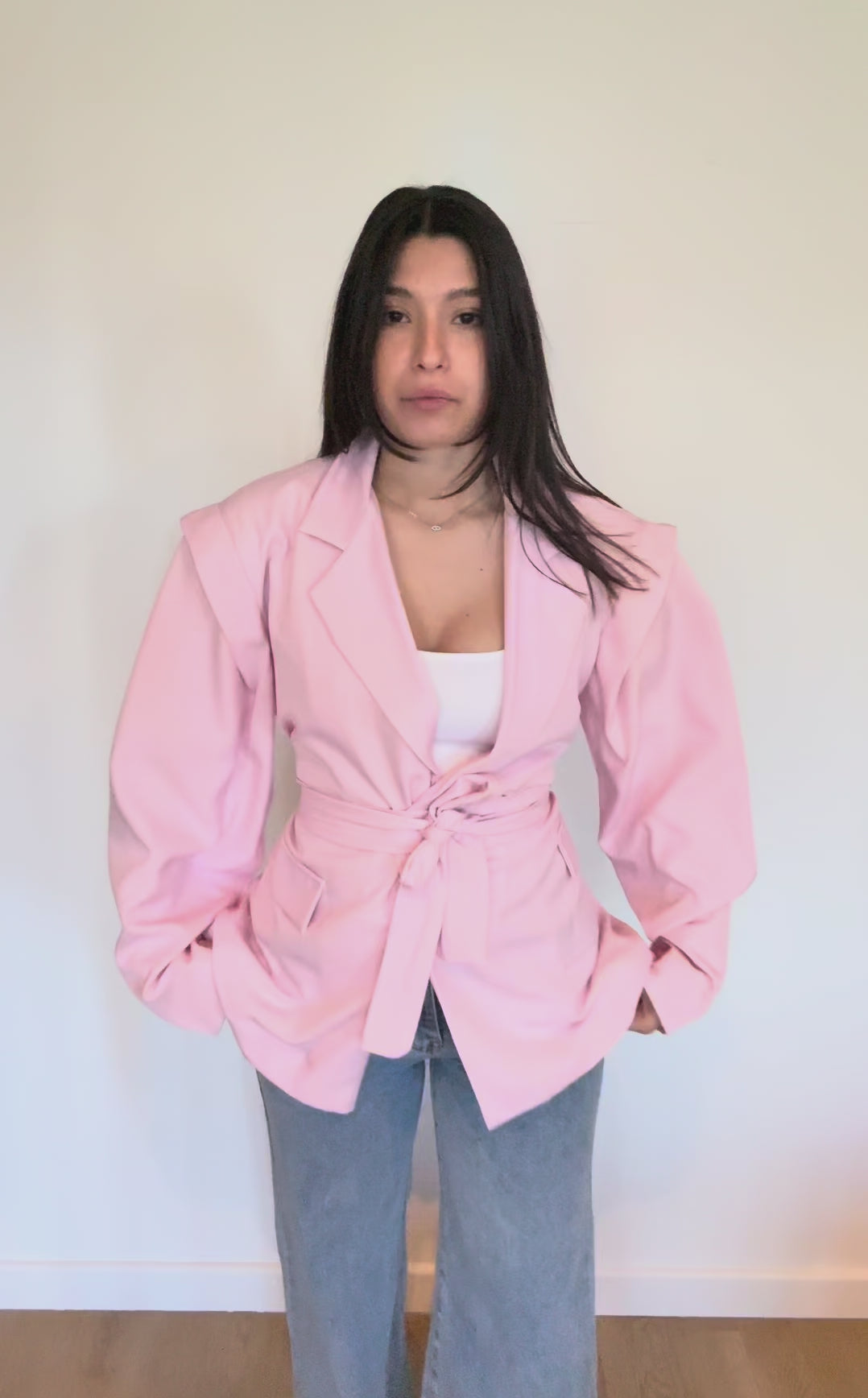 14 - BLAZER CEINTURÉ ROSE